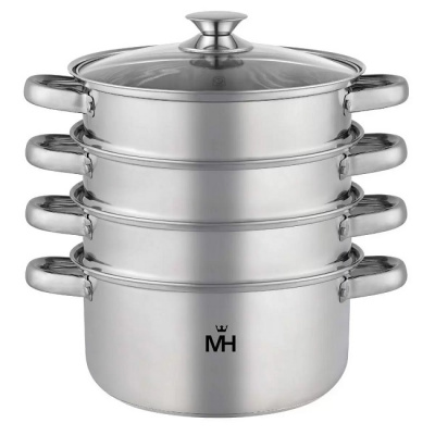 MC-1615 Пароварка 2,1 л, 18см 3 яруса, индукция, нержавеющая сталь, MercuryHaus