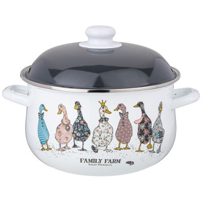 934-624 Кастрюля эмалированная сталь с крышкой AGNESS, серия "FAMILY FARM", 5л, 24*14см